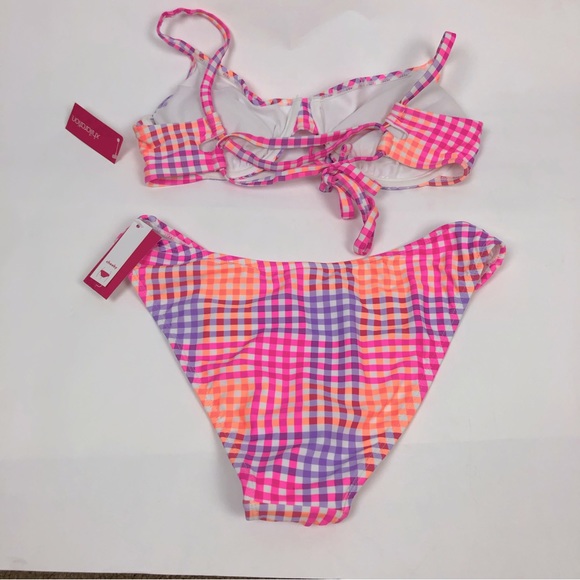 Pink Two Piece Multi Colored Swimsuit Large Bottom Size D/DD Top - Picture 7 of 12